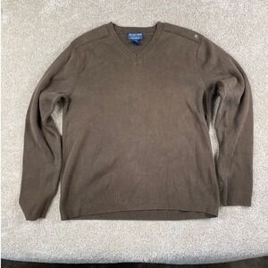 Polo Jeans Co Ralph Lauren Mens Brown Cotton V-Neck Sweater RL‎ Logo Large